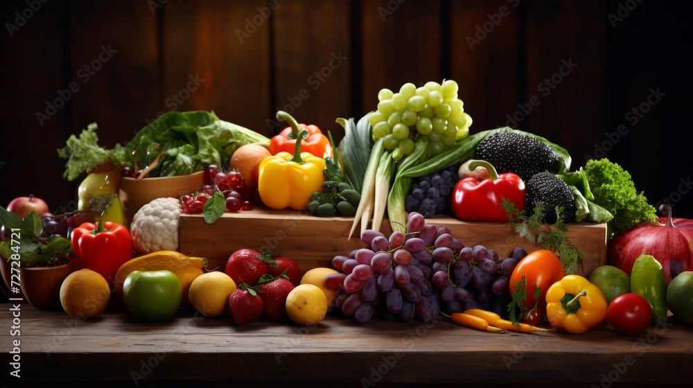 A Still Life Painting of Various Fruits and Vegetables