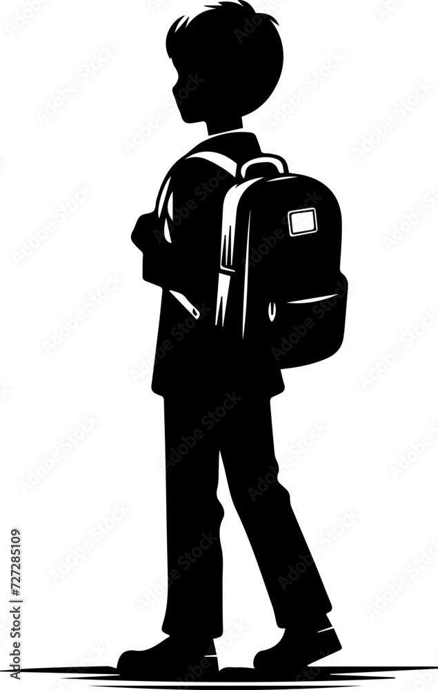 Back To School Boy Silhouette, Boy Student Silhouette Isolated On White ...