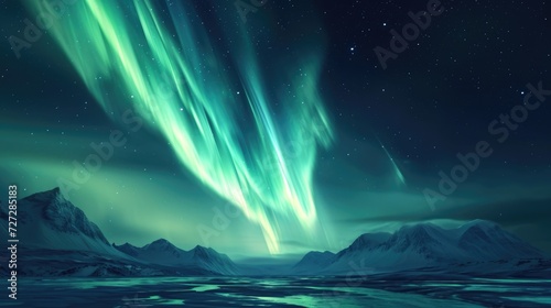 Beautiful night sky with colourful northern lights. Polar aurora, natural effect © eireenz