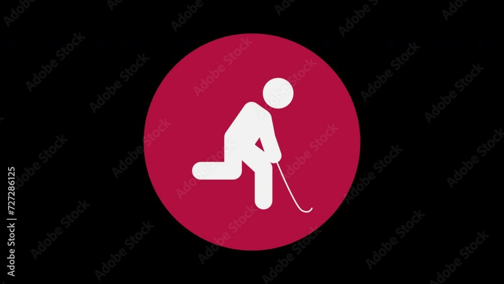 Pictograma de los Juegos Olímpicos en el centro con el deporte hockey sobre césped con alpha en un circulo rojo