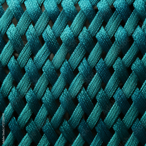 Diagonal crisscross pattern of teal woven threads with a textured, durable surface