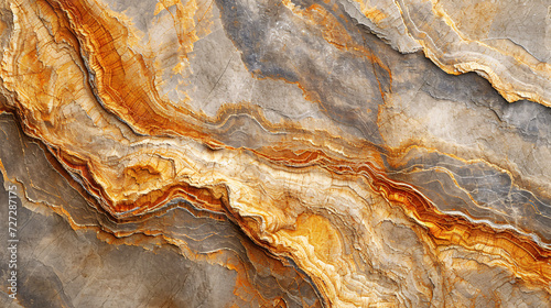 Intricate marble stone texture with natural golden veins and layered patterns, ideal for luxurious backgrounds. photo