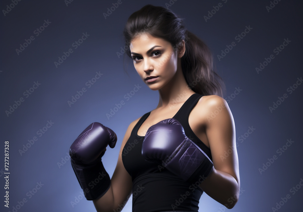 Woman playing kickboxing in sportswear. Sport and healthy life. AI generated