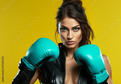 Woman playing kickboxing in sportswear. Sport and healthy life. AI generated photo