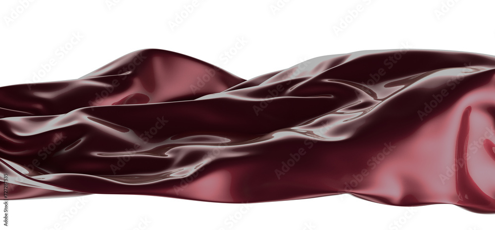 Red ribbon silk cloth fly cloth floating fabric background, 3d rendering