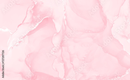 Light pink watercolor acrylic marble backgound. Vector abstract alcohol liquid texture in pastel color