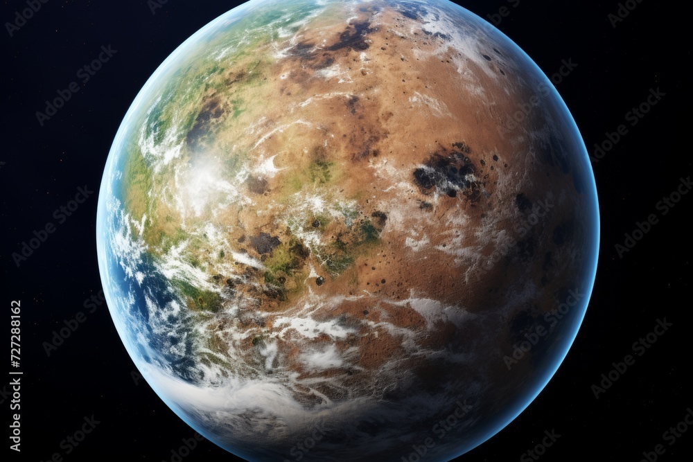 Fototapeta premium Stunning visual representation of a verdant planet with vast oceans and a breathable atmosphere