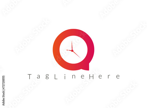 Q Latter Clock logo. This logo can be used for watchmakers design