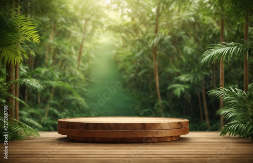 wood stand in the garden background