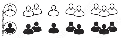 Set of people icons. Team symbol, user profile login, people group, friends, user. Persons. Vector. EPS10.