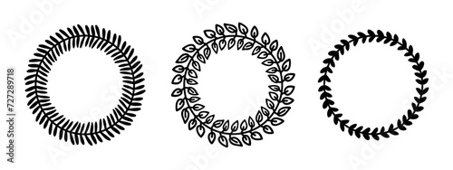 Hand drawn assortment of floral wreaths