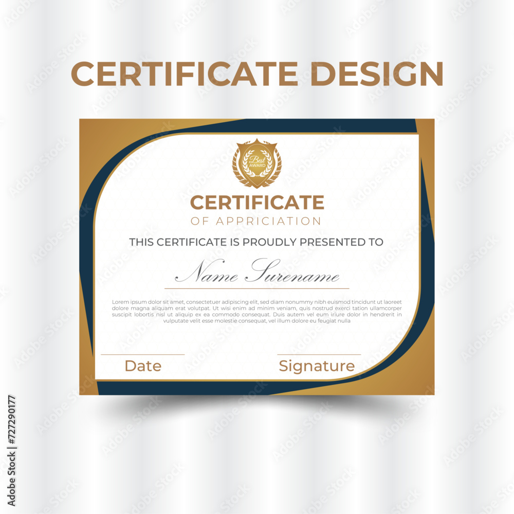 vector gradient golden luxury certificate