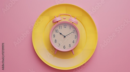 Clock on Pink Plate - Stylish Timepiece Presentation