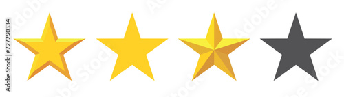 Gold Star in flat and realistic design. Star vector icons set. Yellow star icon. Favorite symbol. Vector illustration