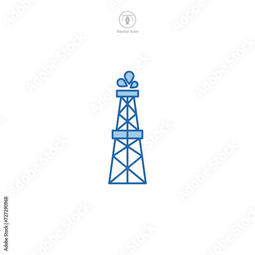 Oil rig Icon symbol vector illustration isolated on white background