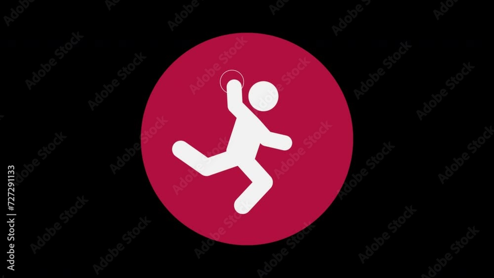 Pictograma de los Juegos Olímpicos en el centro con el deporte balonmano con alpha en un circulo rojo