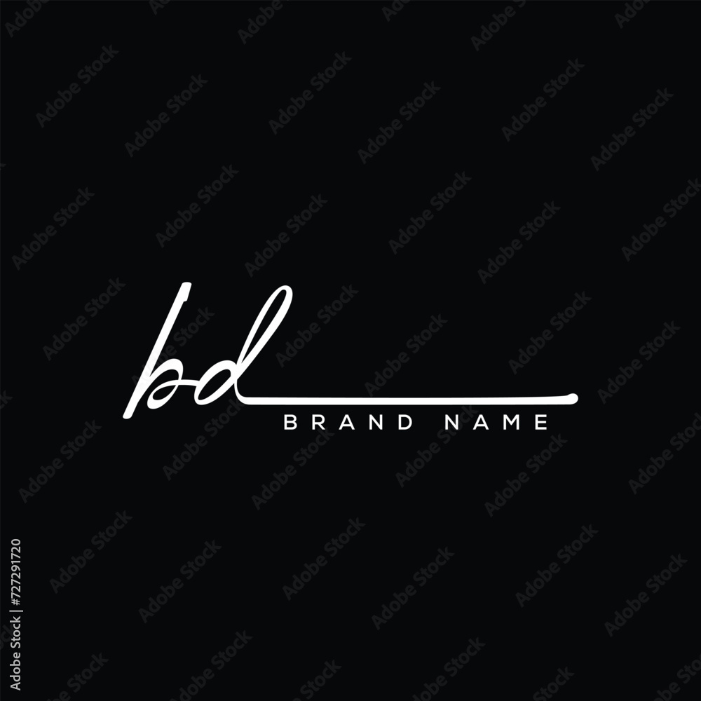 BD letter beauty handwriting vector logo. BD letter beauty handwriting vector logo.