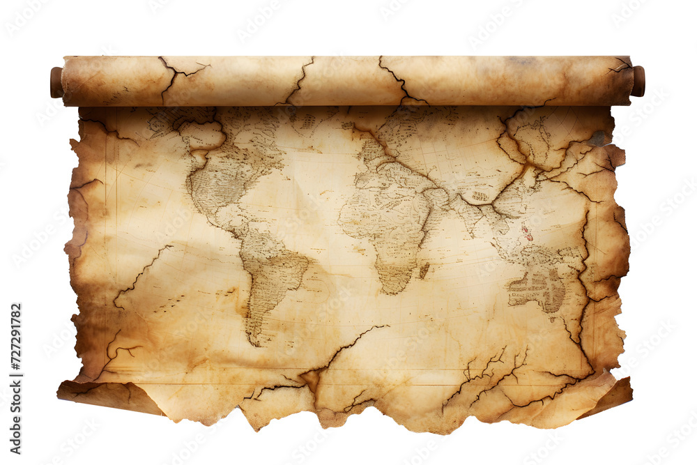 Old scroll papyrus parchment paper map PNG