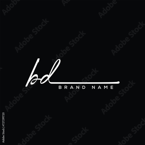 BD letter beauty handwriting vector logo. 