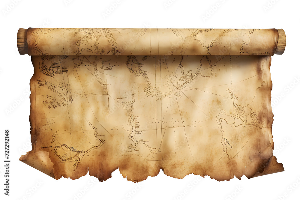 Old scroll papyrus parchment paper map PNG