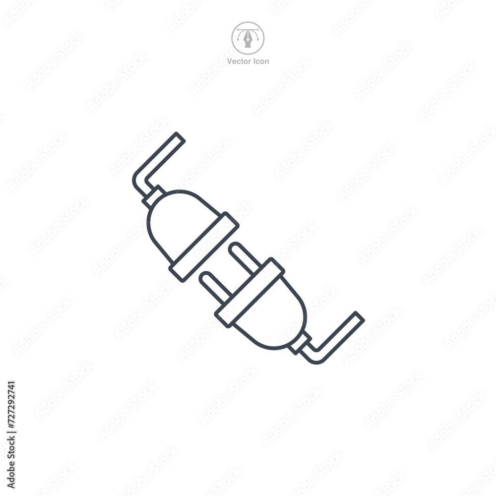 Electric socket with a plug. Connection and disconnection Icon symbol vector illustration isolated on white background