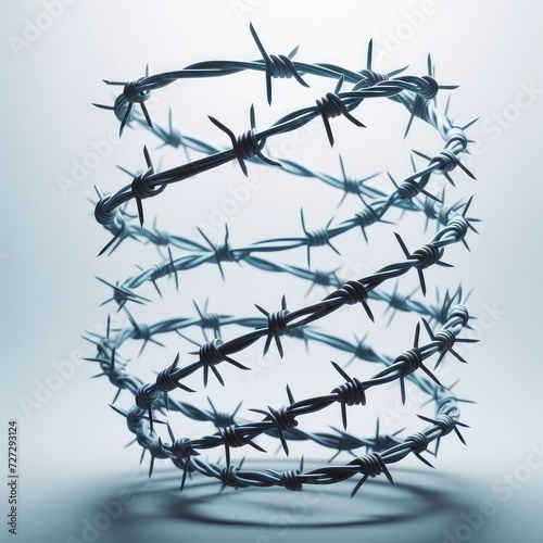 barbed wire on white background 