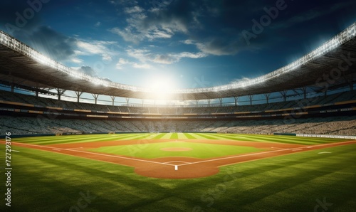 Bright Sun Shining on Baseball Field © uhdenis
