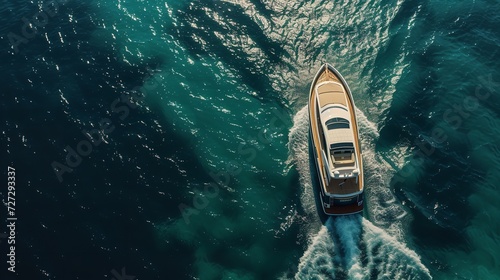 Motor Boat Sailing on the Sea - Aerial Photography

