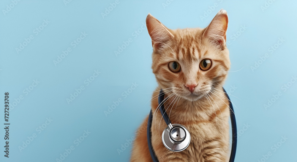 Obraz premium Friendly cat with stethoscope