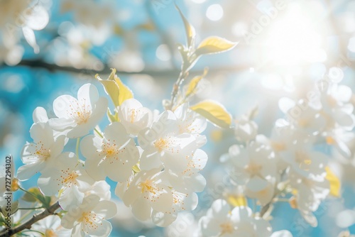 Spring Blooming  White Blossoms And Sunlight