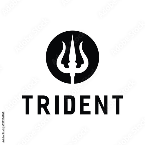 Trident Neptune God Poseidon Triton King Spear or Devil Spear logo design