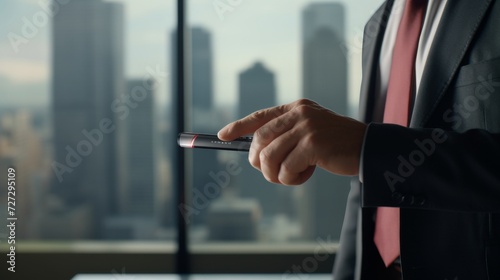 Man in a Suit Holding a Cell Phone