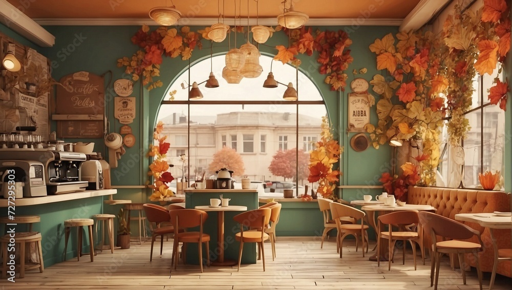 Autumn vintage - retro coffee shop

