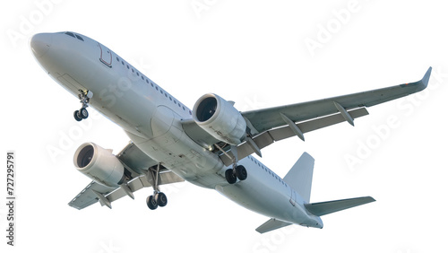 Commercial Airplane in Flight, Isolated on Transparent Background.