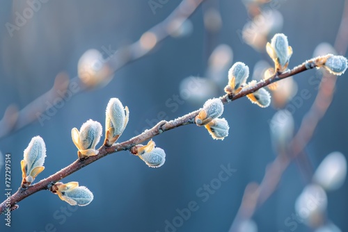 Spring nature background with pussy willow branch photo