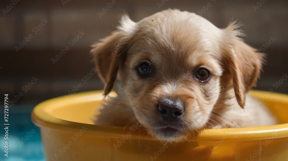 Fototapeta premium Puppy bathing 