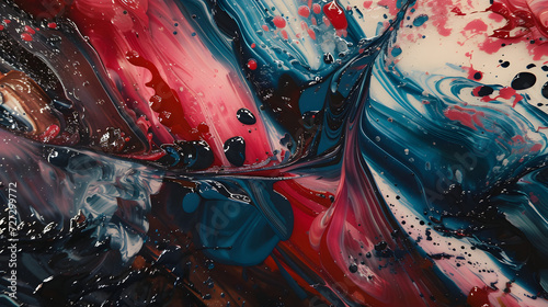 Abstract Painting in Red  Blue  and Black Colors