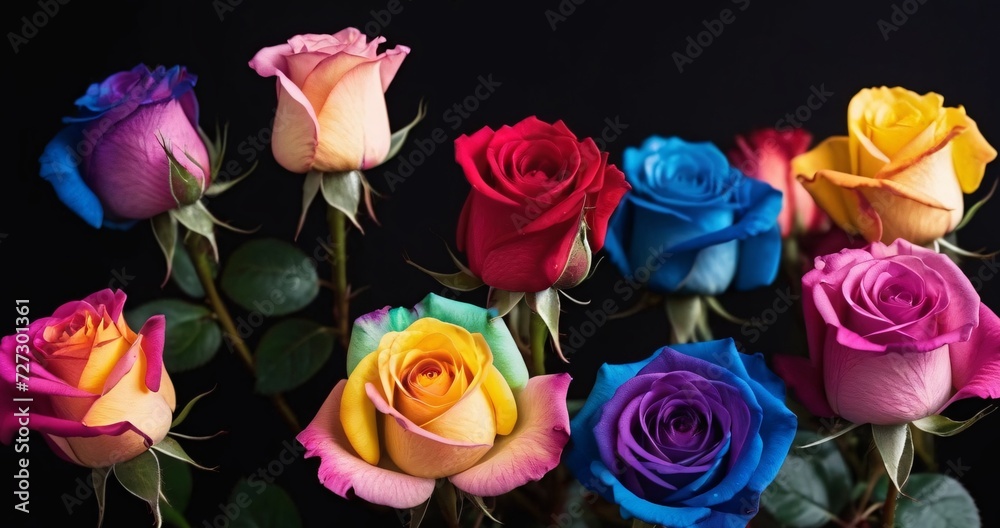 Rainbow smoky flowers on black background. Rainbow smoky flowers on black background.