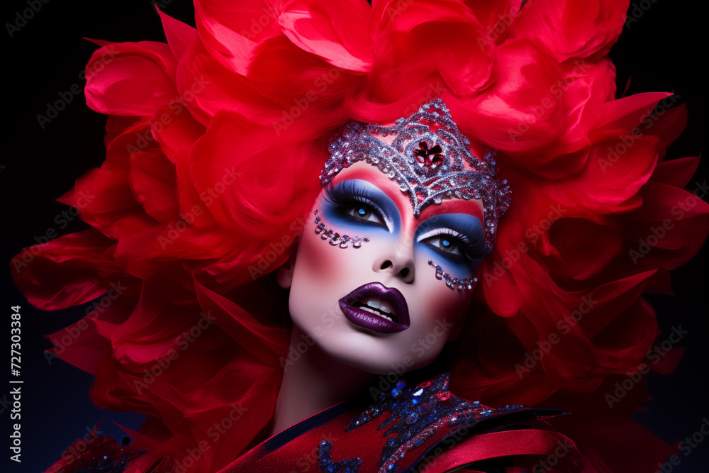 Dark Fantasy Beauty: Drag Queen with Fashionable Hairstyle