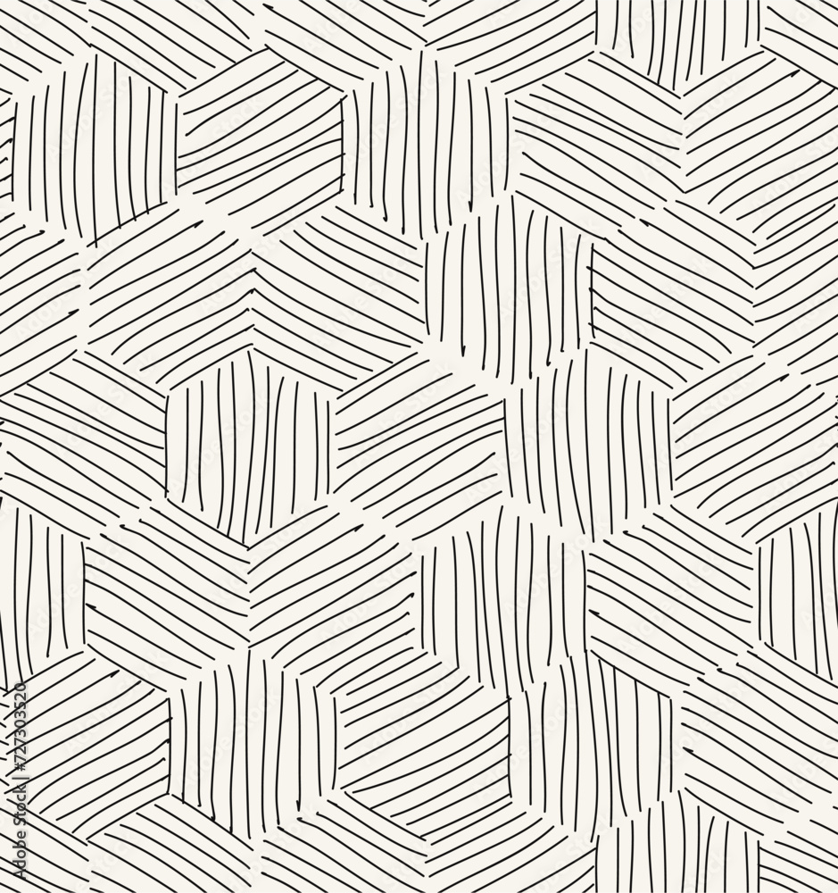 Vector seamless pattern. Hand drawn geometric swatch. Sloppy background with doodles. Creative modern graphic design.	