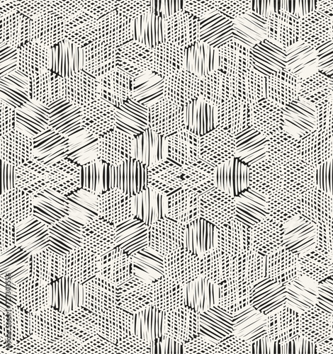 Vector seamless pattern. Hand drawn geometric swatch. Sloppy background with doodles. Creative modern graphic design.	