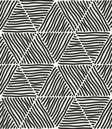 Vector seamless pattern. Hand drawn geometric swatch. Sloppy background with triangular doodles. Creative modern graphic design. 