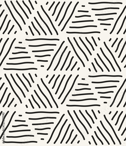 Vector seamless pattern. Hand drawn geometric swatch. Sloppy background with triangular doodles. Creative modern graphic design.	 photo