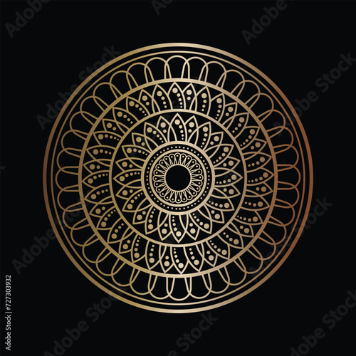 Luxury ornamental mandala design background in gold color. Simple mandala pattern.