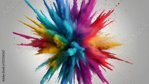 esplosão de cores no ar, isolado no fundo branco photo
