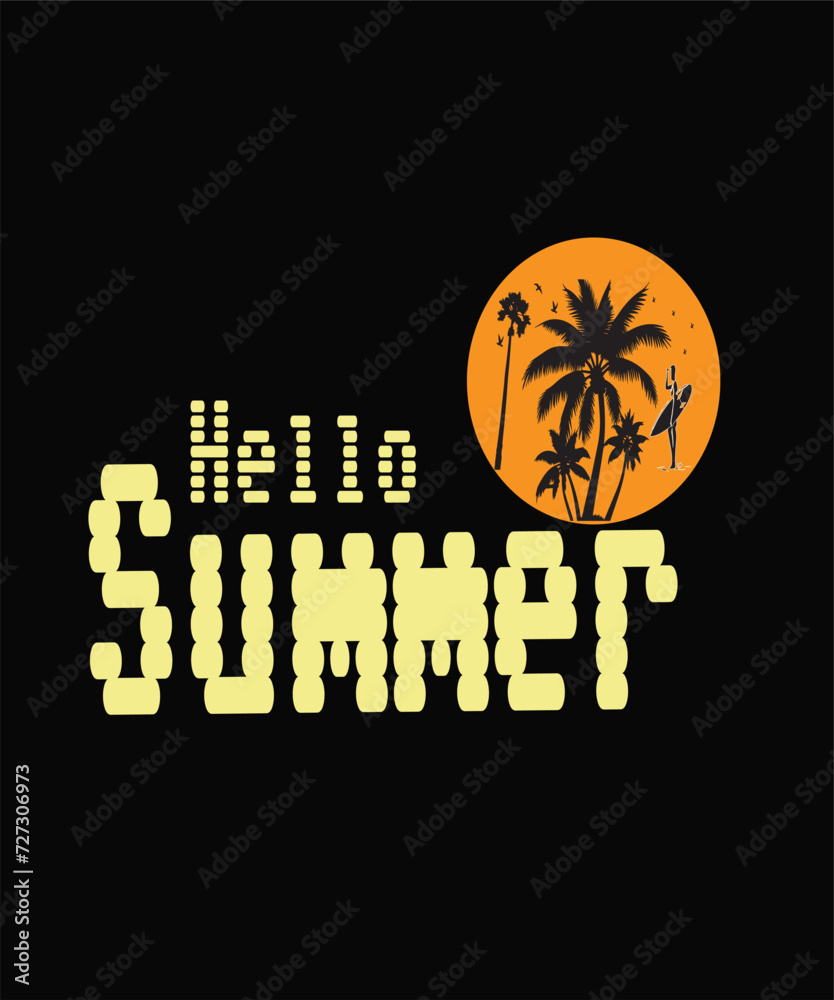Hello Summer T Shirt Design