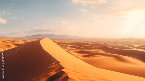 A Person Walking Across a Desert With Mountains in the Background