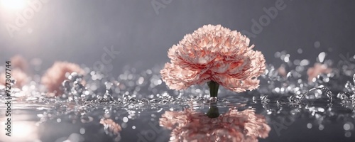 there is a pink flower that is sitting in the water