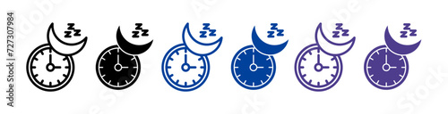 Night slumber line icon. Sleep cycle icon in black and white color. photo