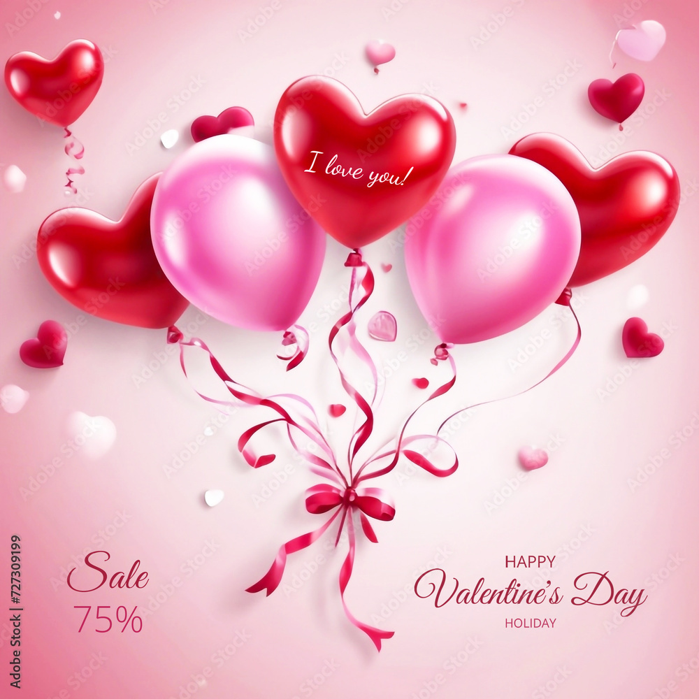 Valentines Day sale discount promotion banner poster advertising design Sale tag text composition